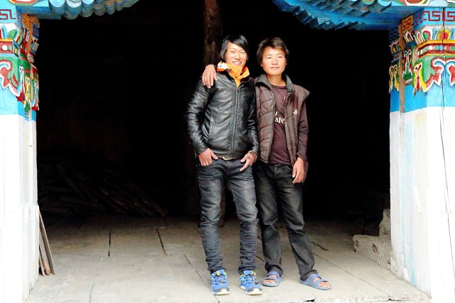 Khambu And Porter At Ghunsa Monestery